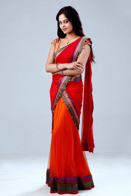 Hot Girl Bindu Madhavi Navel Photos In Red Saree 6